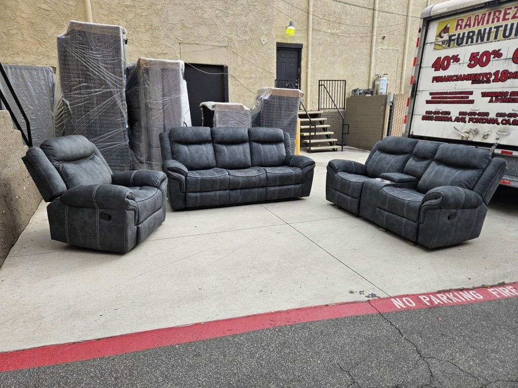 Brand New 3 Pcs Sofa, Love Seat & Chairs Recliners $1299