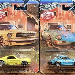 Hot Wheels Silver Series - Vintage Club '65 Mustang & '71 Porsche 911 Lot Of 2
