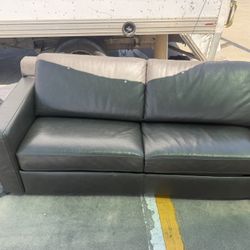 Leather Sofa Pull Out Bed Grey