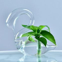 30 Transparent Glass Swan Vases 
