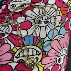 Gold Heart Pendent & Franco Chain 