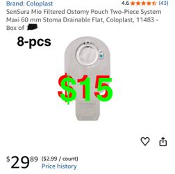 SenSura Mio Filtered Ostomy Pouch Two-Piece System Maxi 60 mm Stoma Drainable Flat, Coloplast, 11483 - Box of 8 pcs