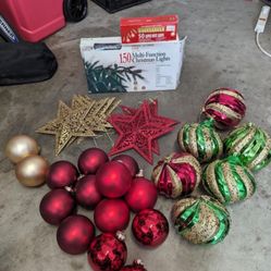 Jumbo Size Christmas Ornaments + Christmas Lights Bundle 
