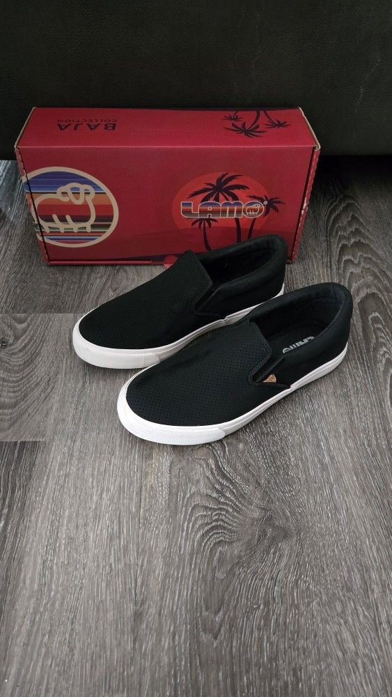 Black Faux Leather Slip-on Sneaker Shoes Women Soft And Trendy