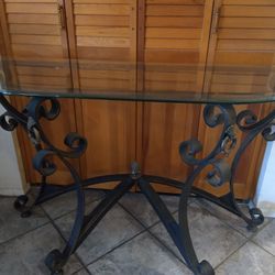 Glass And Iron Table