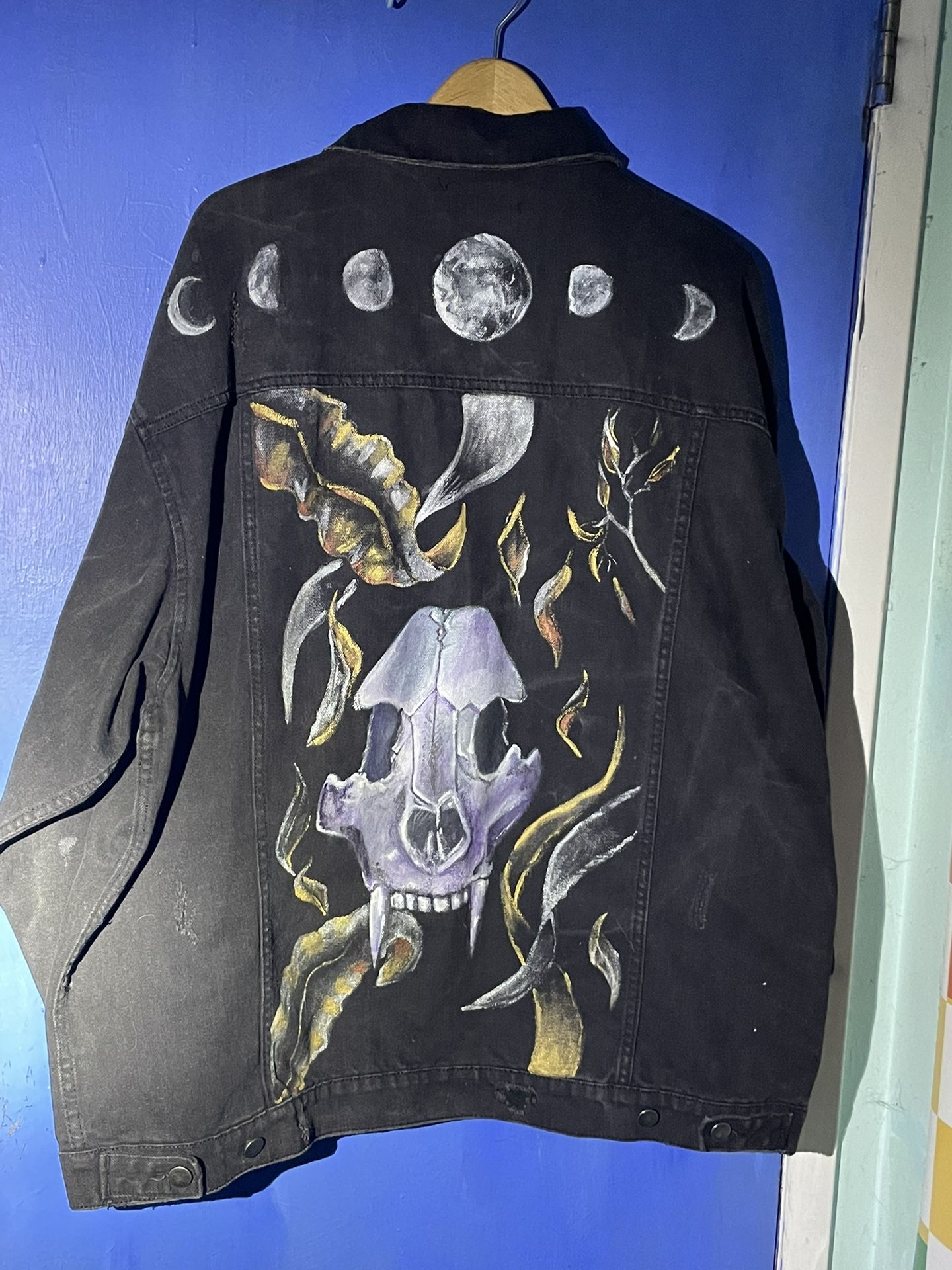 Painted Black Denim Jacket