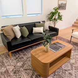 Kardiel Stilt Danish Black Leather Sofa