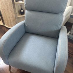 Andeworld Modern Accent Chair with Arm, Single Living Room Chairs Upholstered Reading Bedroom Office Decorative (Blue ) New inbox please check picture