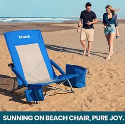 High Back Folding Beach Chair with Detachable Cooler Bag
