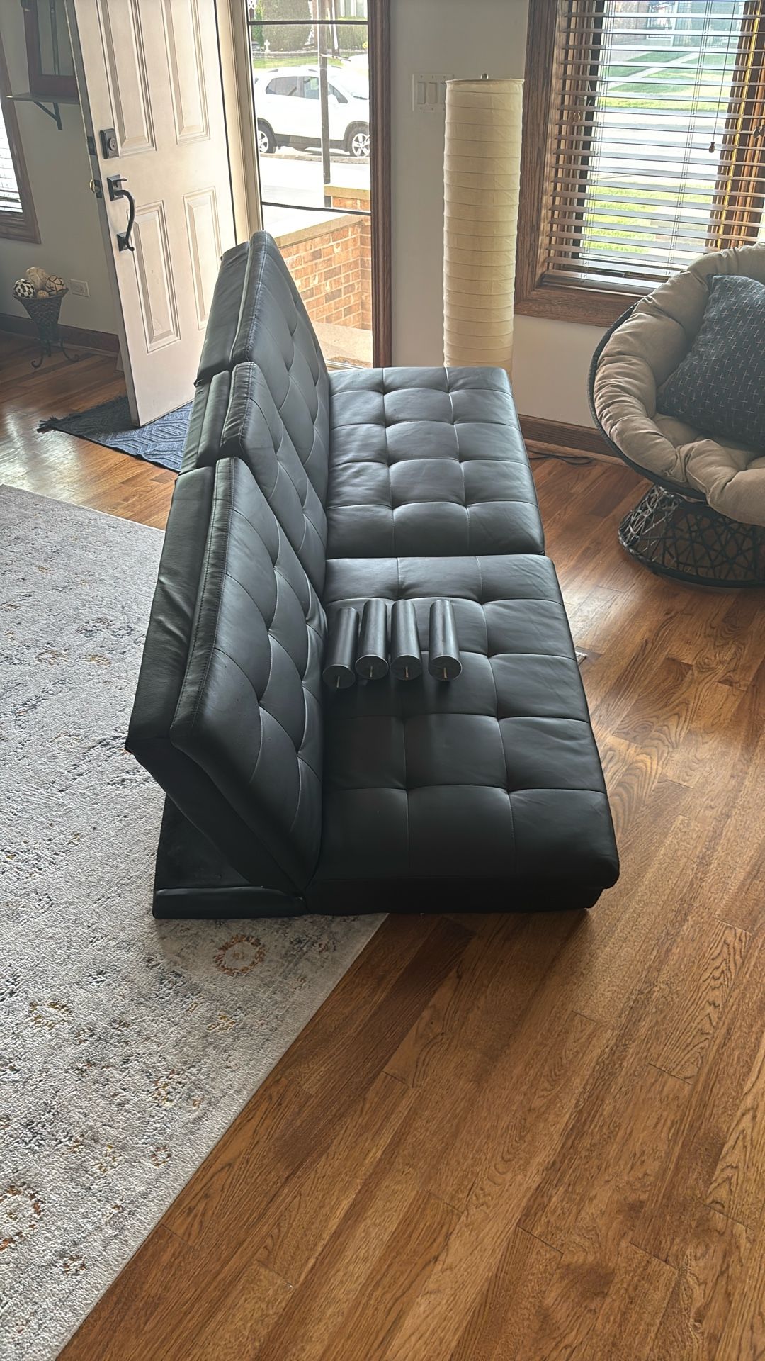 Black Faux-leather Futon
