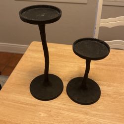 Elegant pair Of Metal Large Candle Holders Pottery Barn