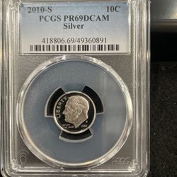 2010 S Gem Proof SILVER Roosevelt Dime Graded At PR69 With A Deep Cameo U-12