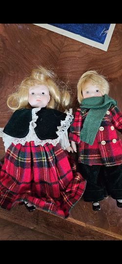 VINTAGE, MYD Marian Yu Designs Porcelain Doll Set 1987 Collectible Heirloom Authentic, firm.