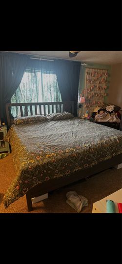 Real wood king bed frame and dresser