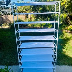 10 Tier Shoes Clothing Rack Shelves Closet Organizer Lightweight Size Length 33", Width 12", Height 62" New Condition Assembled