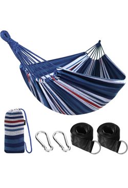 ANYOO Cotton Hammock Portable Camping Hammocks for Hanging Sturdy Garden Comfortable Fabric Hammock with Tree Straps Up to 660lbs with Travel Bag for 