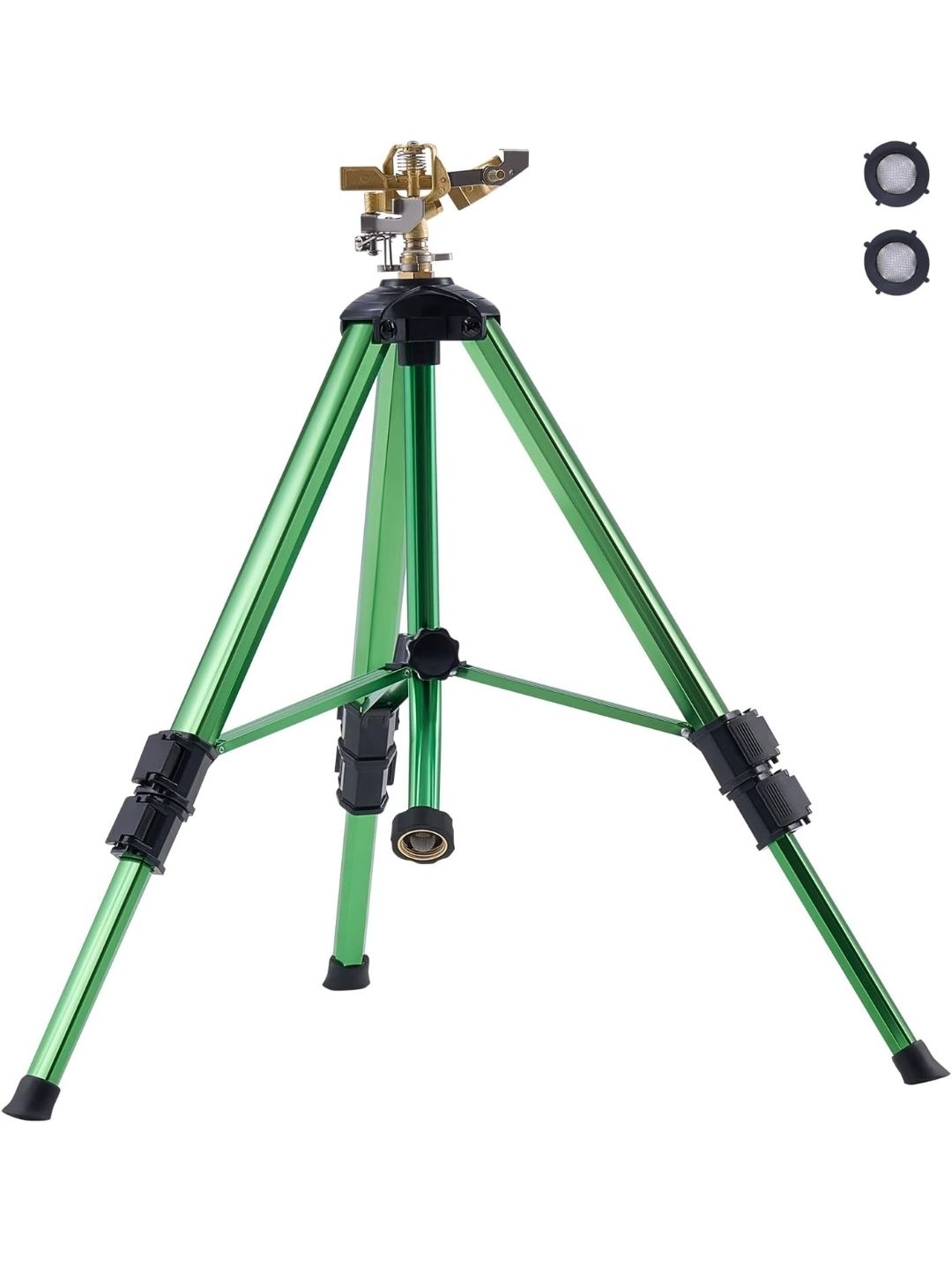 Impact Sprinkler on Tripod Base, Heavy Duty Tripod Sprinklers with Brass Head & 3/4" Connector, 360 Degree Large Area Coverage Irrigation Sprinkler, A