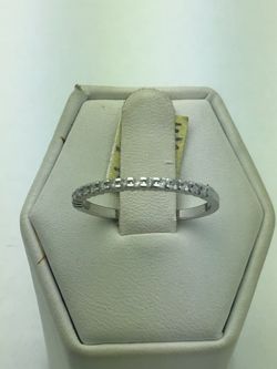 14k White Gold Diamond Not Eternity Band Size 7 3/4 White Gold Ring