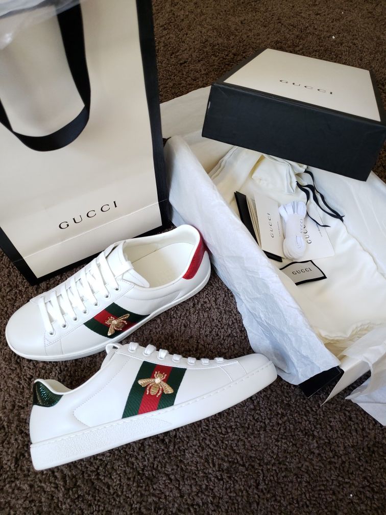 Gucci Embroidered Ace Sneakers,10.5