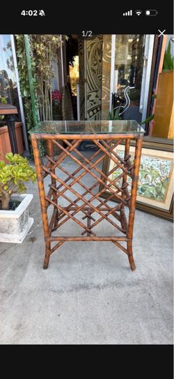 Mid Century Bamboo wine rack32 wide 28 tall