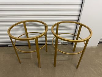 Set of 2 Gold Round Metal Side Tables