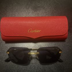 Cartier Rimless Sunglasses – Gold Cut Lens – w/ Box & Pouch