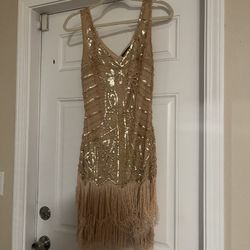 Champagne Gold Short Flapper Dress $20