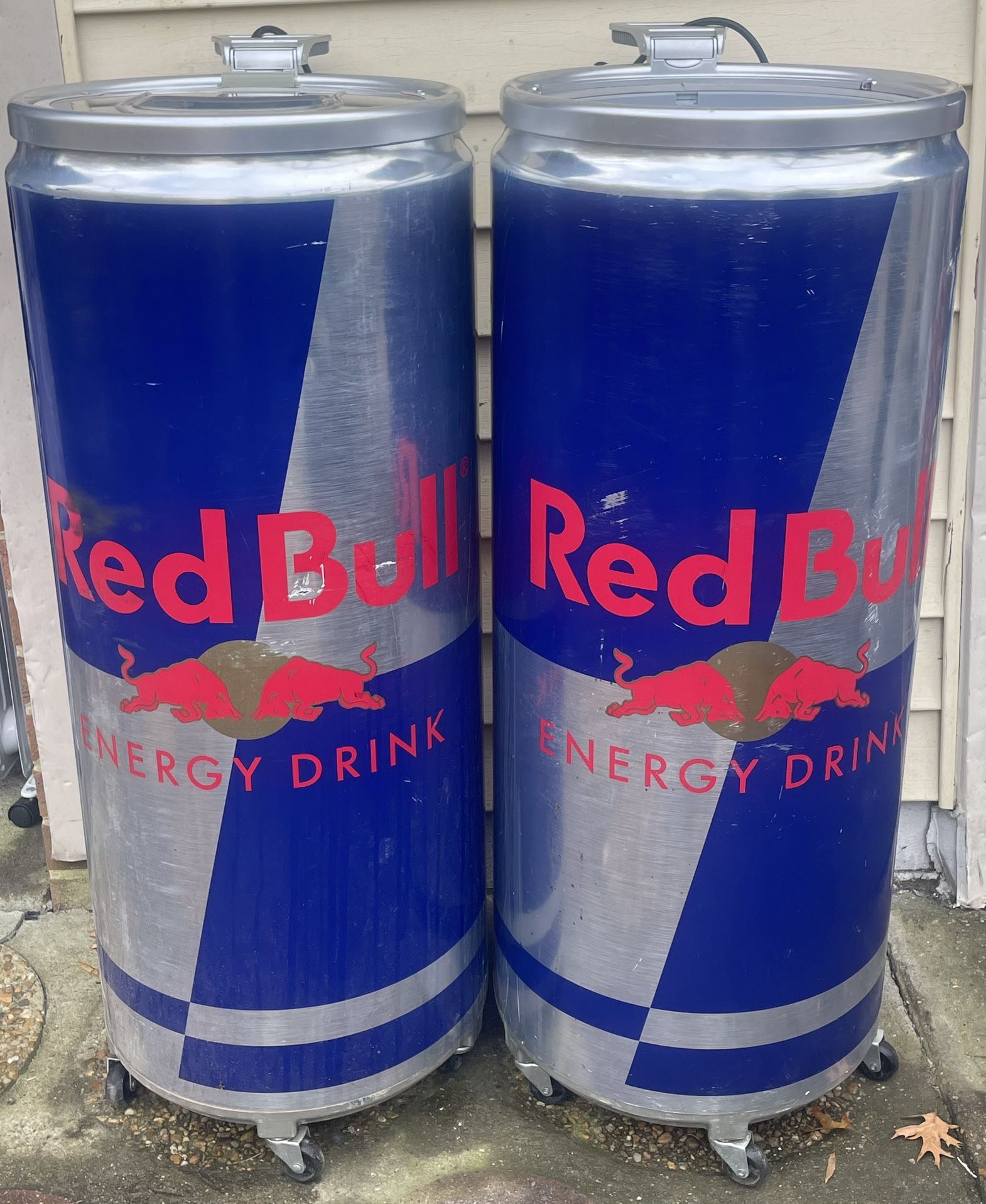 Pair Of Operating Red Bull Can Coolers