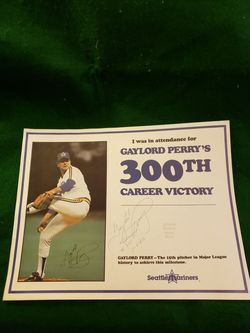 Gaylord Perry 300 win,  Signed and dated
