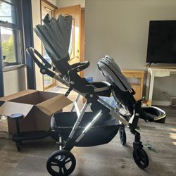 Mockingbird Double Stroller With Bassinet 