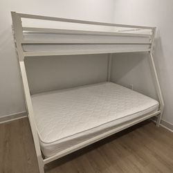 ikalido Metal Loft Bunk Bed Twin Over Full Size + Mattress 
