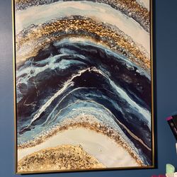 Blue And Gold Marble Wall Art 