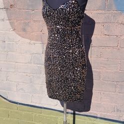 Black Bronze Velvet sequined bodycon dress 😍/fully lined/adjustable straps/ available in S or L
