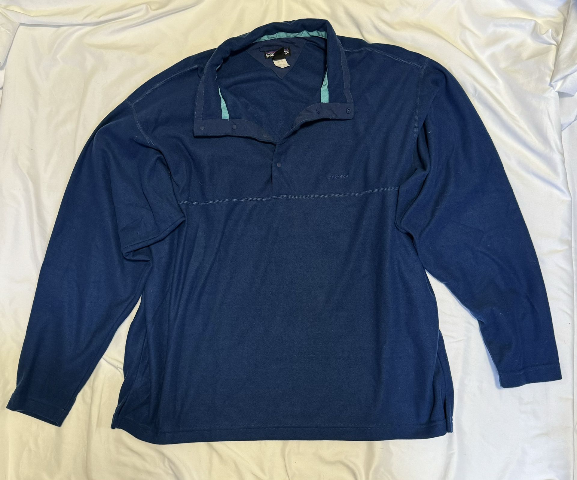 Vintage 90s Patagonia Blue Synchilla Size L Snap T Fleece Pullover