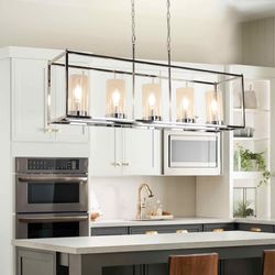 5-Light Rectangular Farmhouse Chandeliers 42”