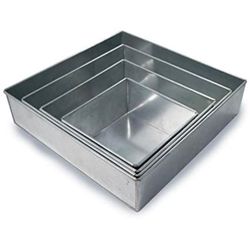 Set Of 4 Tier Square Multilayer Birthday/Wedding Tins 4inch Deep