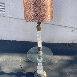 Vintage brass crystal lamp table