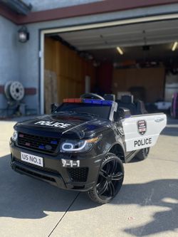 Police CarRide on 12V Electric Car for Kids Battery Powered Ride on Toys Cop Car with Remote Control, Siren, Flashing Lights, Music, Blueooth, Spring