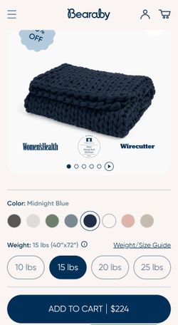 New Bearaby Weight Blanket - 15lbs