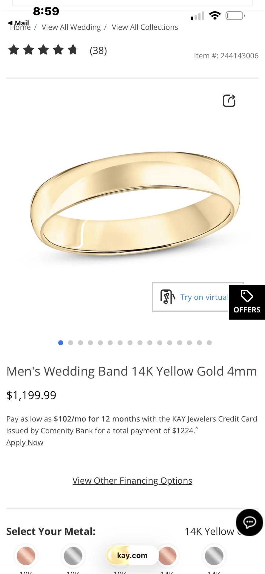 14k Men Wedding Band