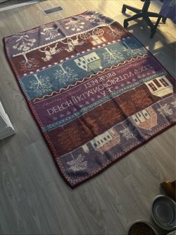 Vintage Folk Art Sampler Throw Blanket