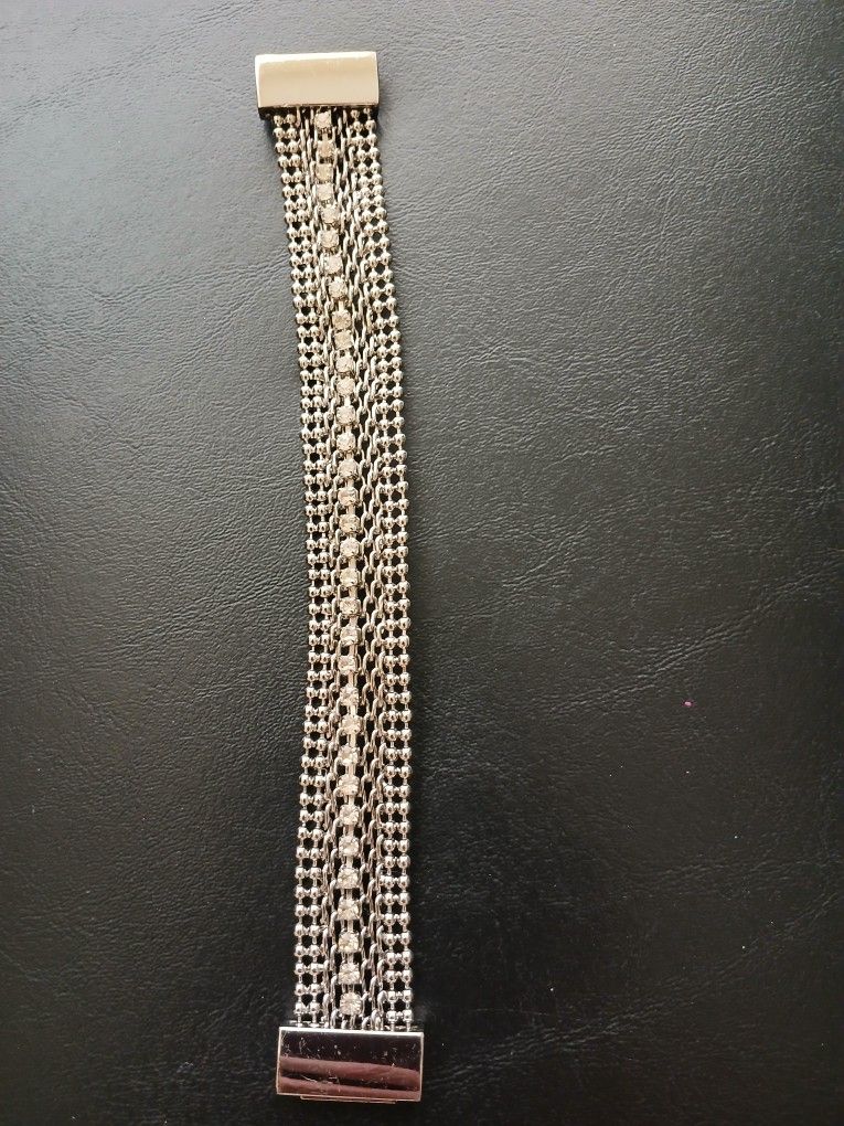Vintage Silver / Diamond 7" Bracelet