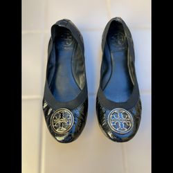 Tory Burch black ballet flats womens size 6.5 M  shoes slip-on