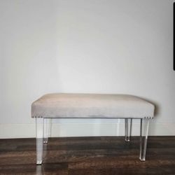 Light gray velvet ottoman bench