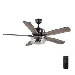 Aberwell 56 in. LED Matte Black Indoor/Outdoor Ceiling Fan with Light Kit and Remote Control