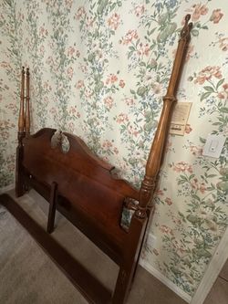 King Bed Frame - Old Solid Wood - moderate damage