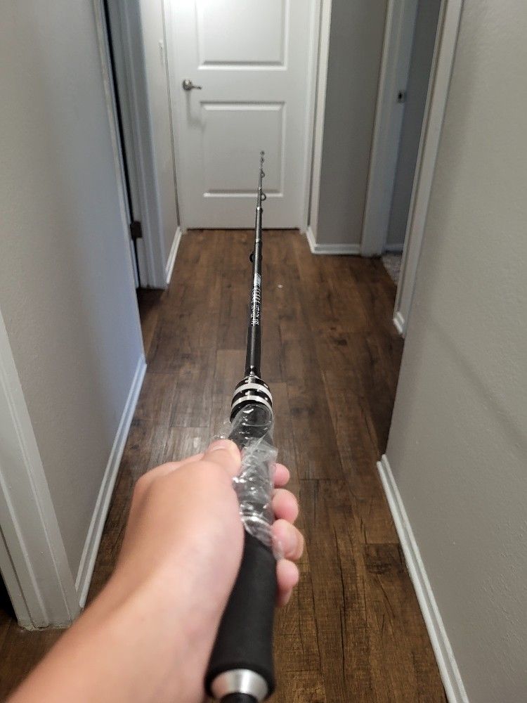 5'10 Feet / 70 Inch Black Carbon Wrapped Rod, Medium Fast Action, Lightwheight Spinning Rod.