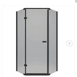 Delta 38 in. W x 72 in. H Neo-Angle Pivot Frameless Corner Shower Enclosure in Matte Black with Tinted Glass