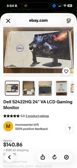 24” curved monitor Dell