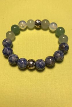 Sodalite aquamarine moonstone jade bracelet